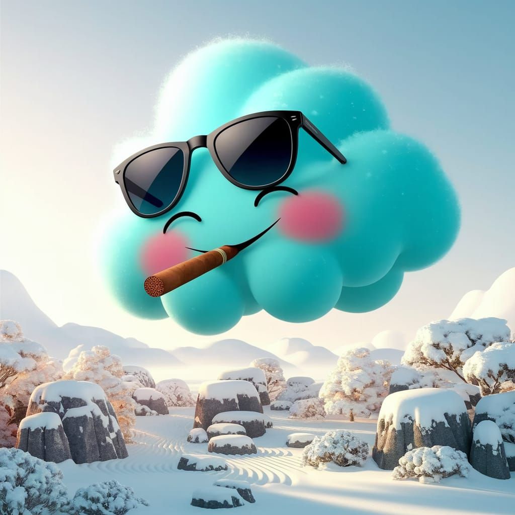 Playful Cloud Floats Above Zen Garden