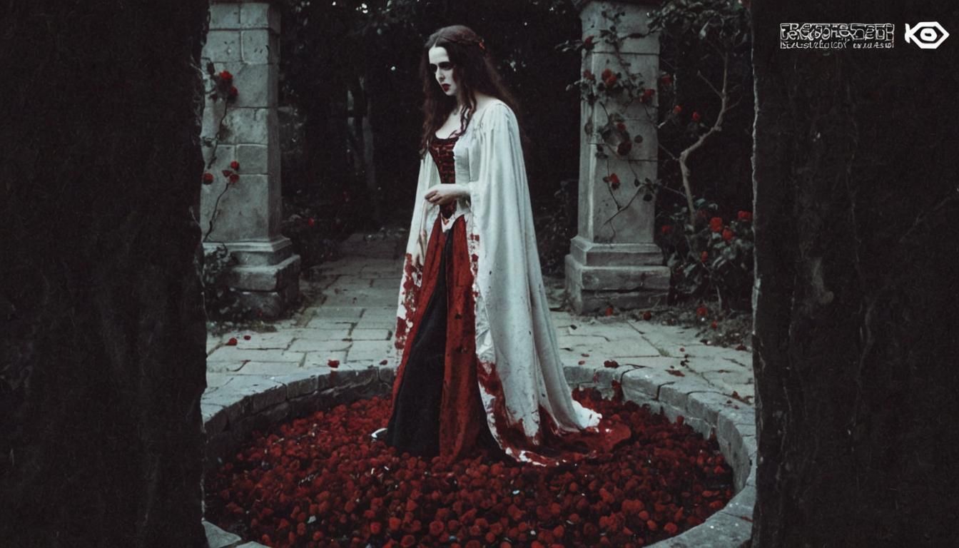 Noble Woman in Gothic Rose Garden, 17th Century