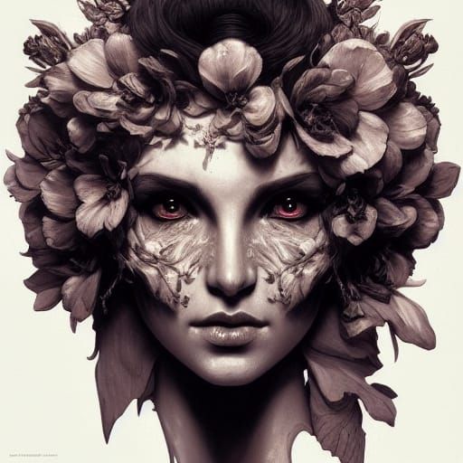 Intricate Flower Demon Portrait in Artgerm Style
