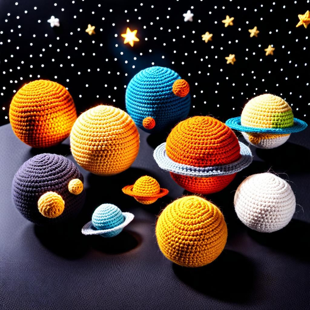 Crocheted Solar System in Amigurumi Style