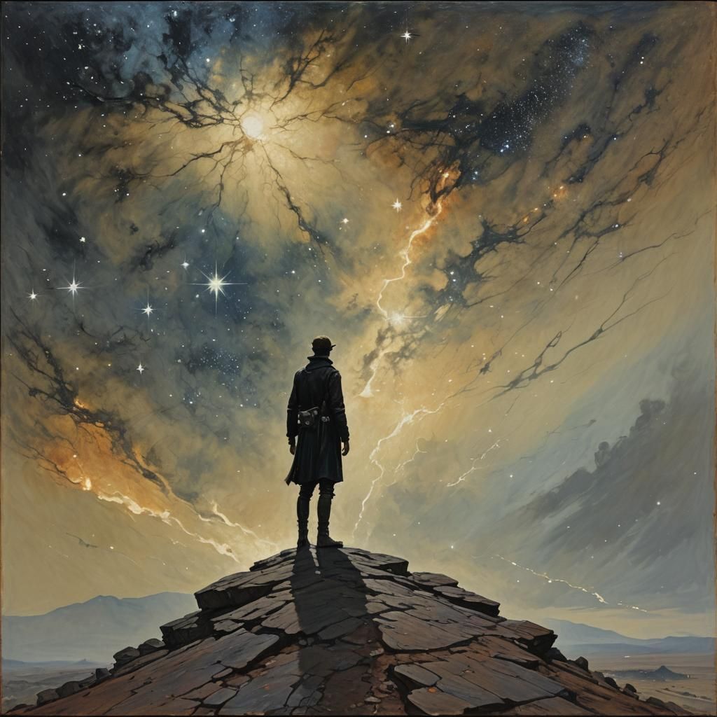 Celestial Shadows: An Oil Painting Inspired by Gurney