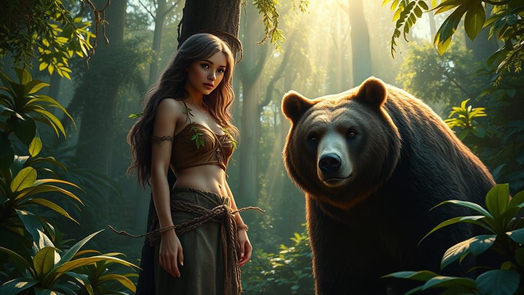 Mysterious Jungle Goddess Bound by Nature's Chains