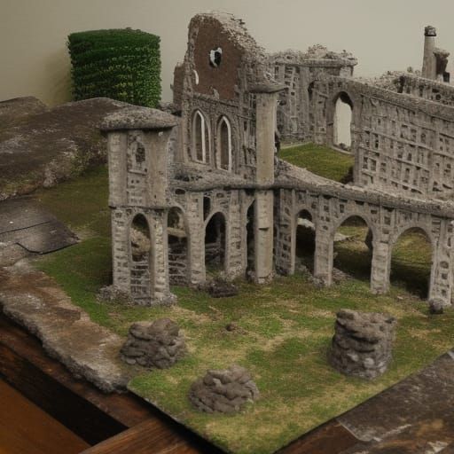 Medieval Castle Ruins Miniature Diorama Model
