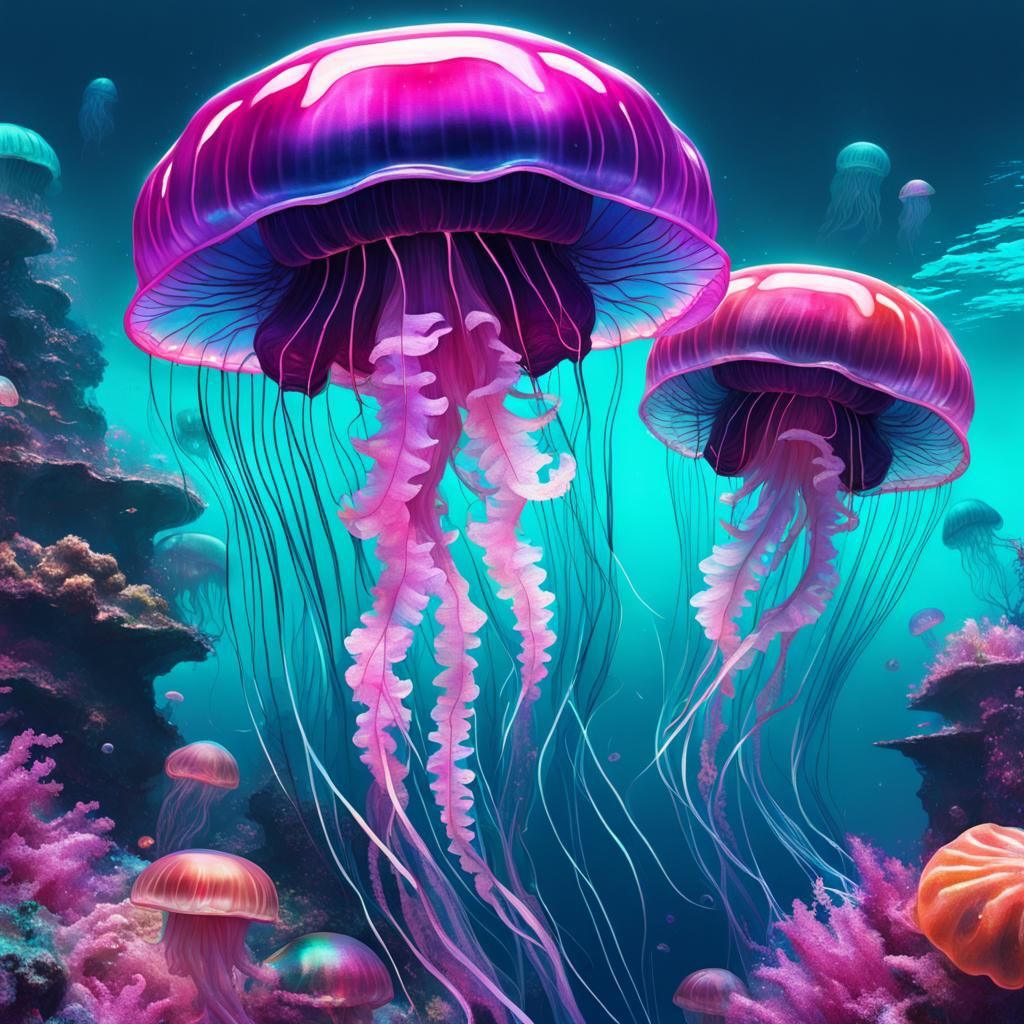 Vaporwave Jellyfish Maximalism Concept Art