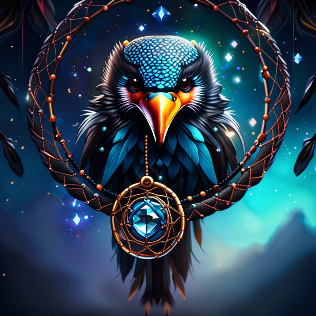 Dreamcatcher with Serpent and Kingfisher Feathers