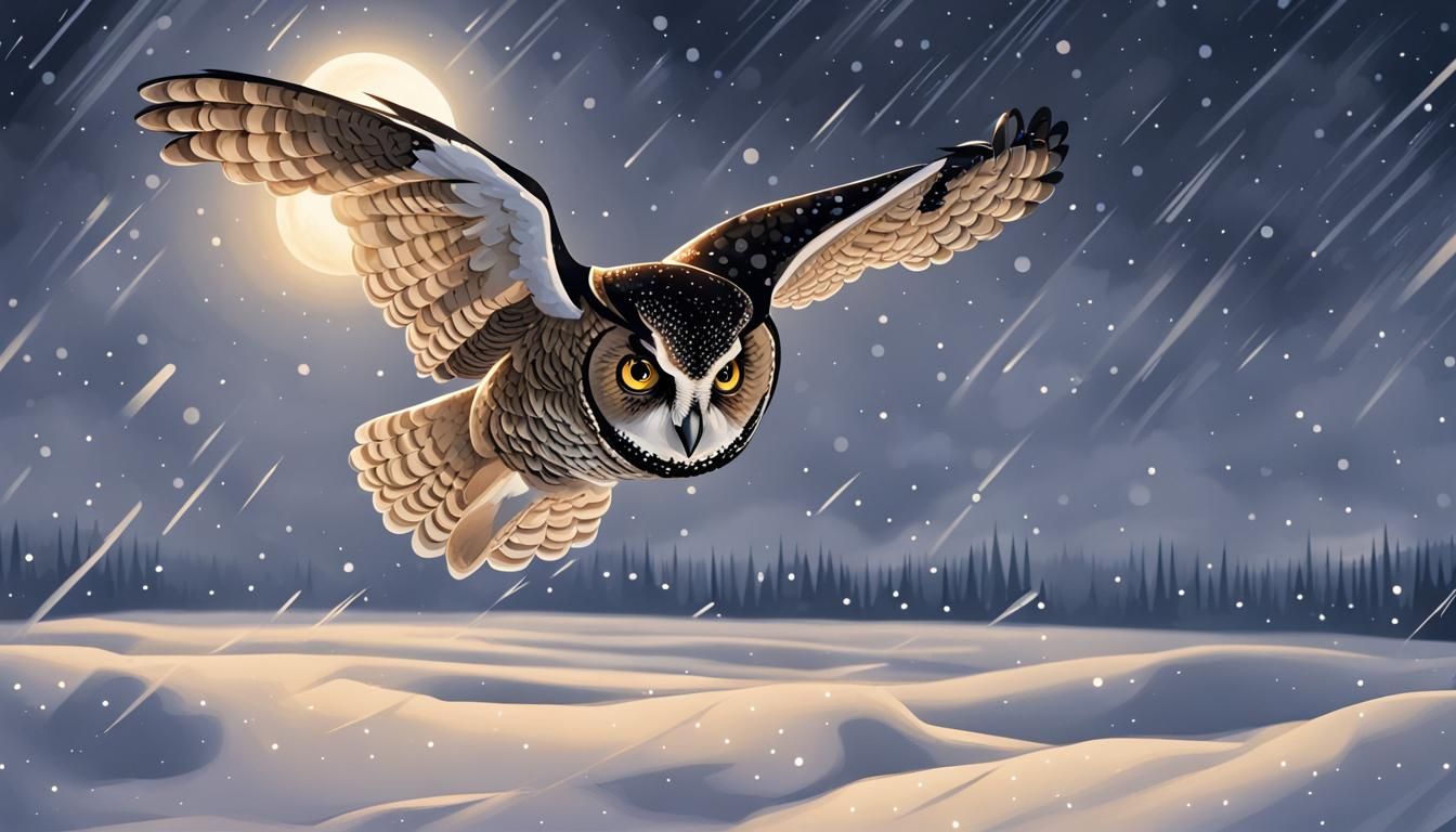 Night Owl On A Winter Eve Flight