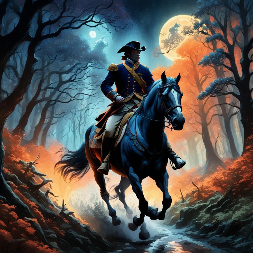 Paul Revere Rides Through Mystical Midnight Forest