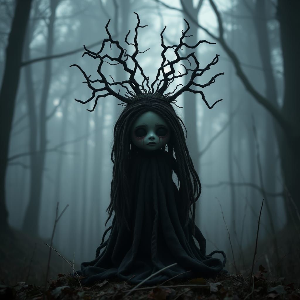 Creepy Pagan Doll in Twilight Forest
