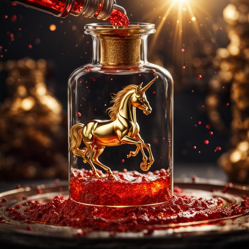 Enchanted Vial Filled with Golden Unicorn Blood