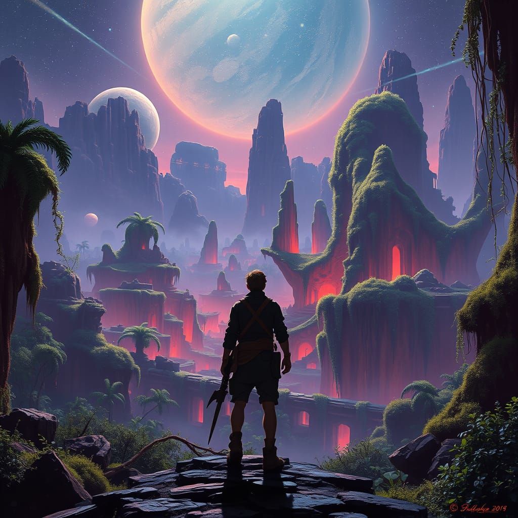 Ancient Jungle City: A Blend of Sci-Fi Art Styles