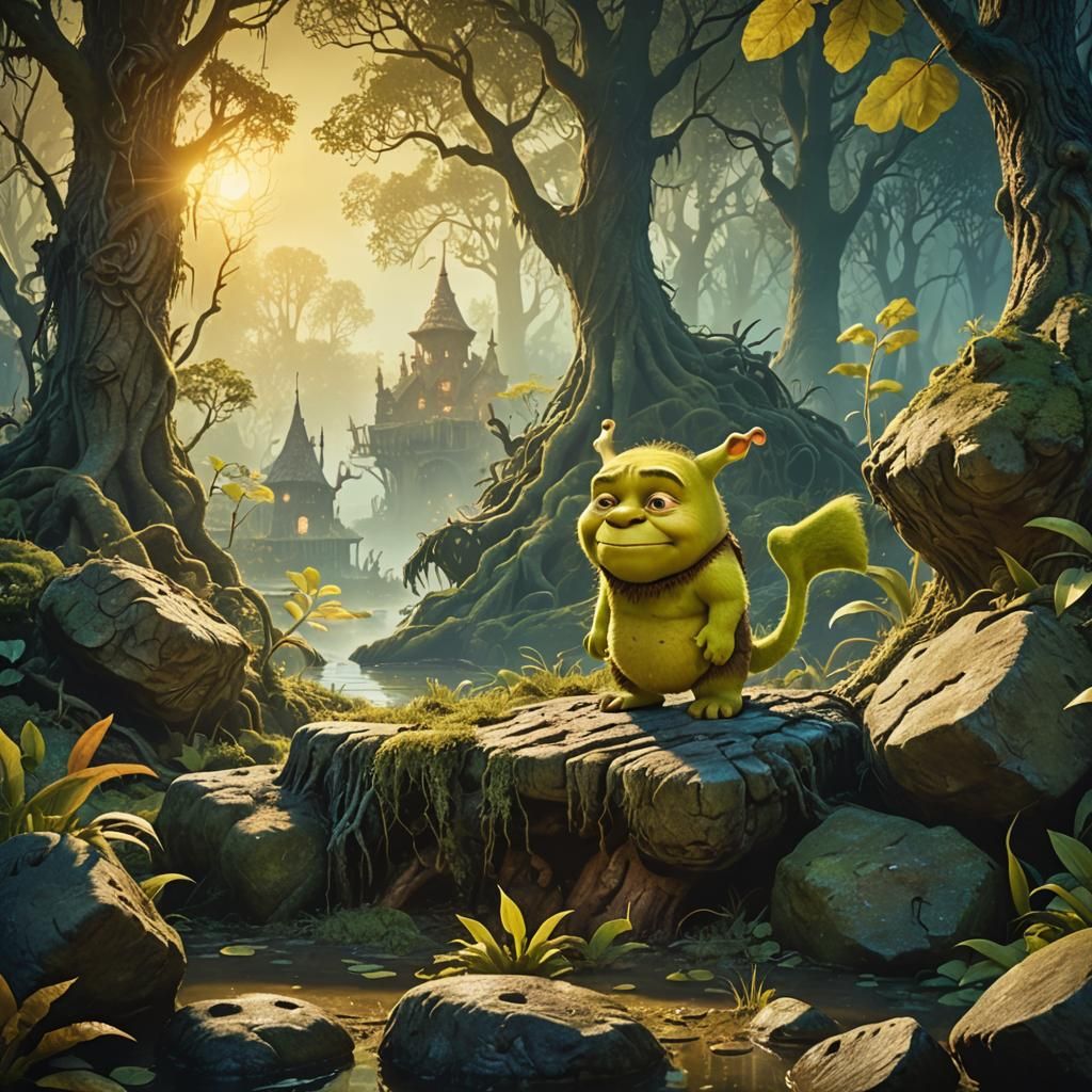 Shrek's Mystical Swamp Home in Golden Light