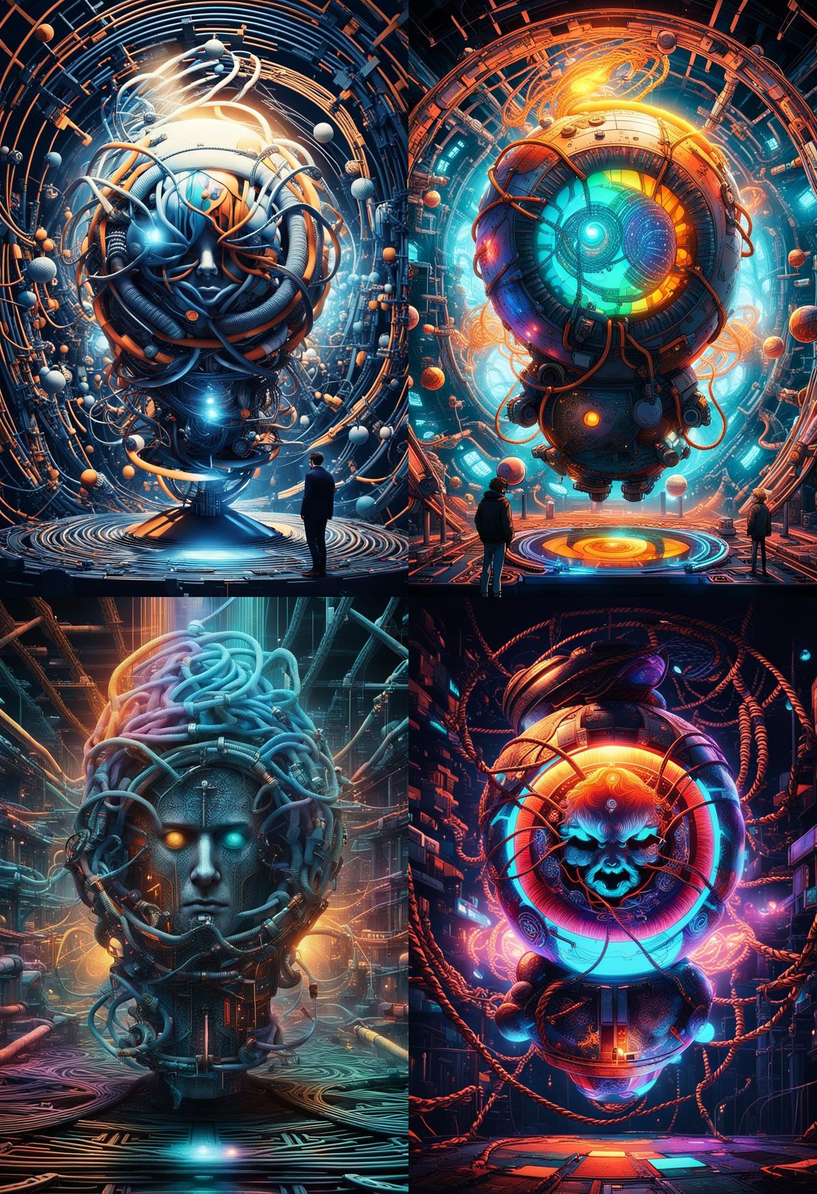 Surreal Sci-Fi Figure in Cyberpunk Aesthetic