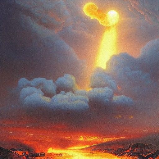 Epic Battle: Heaven and Hell Clash in Oil