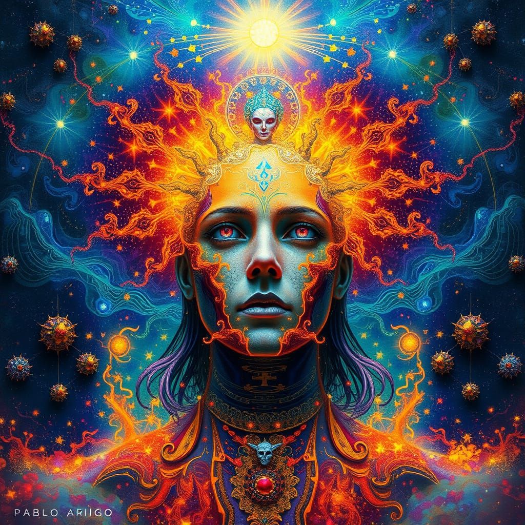 Cosmic Being Amidst Astral Energies, Visionary Art Style