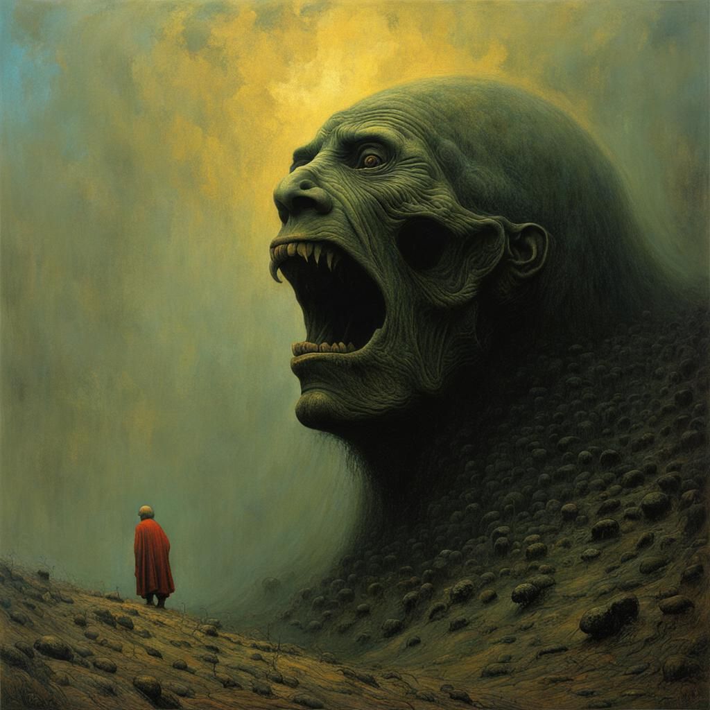 Distorted Face Screaming in Surrealist Style