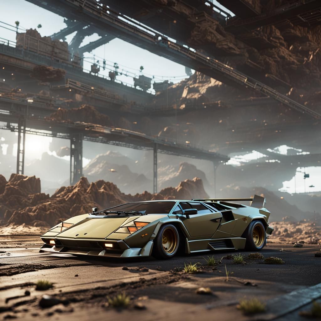 Futuristic Military Lamborghini Countach: Year 3000