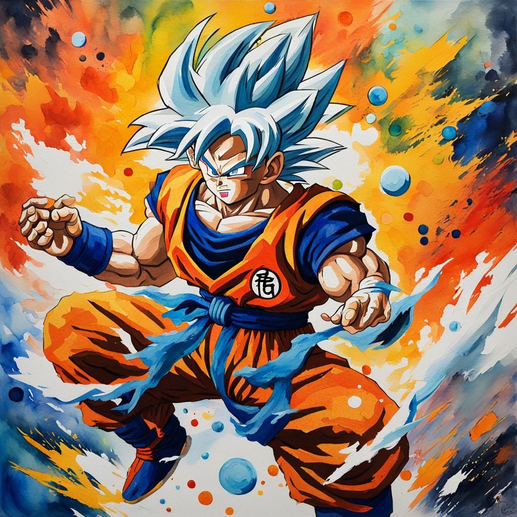 Dragon Ball Z as Gouache Watercolor Painting
