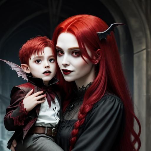 Fantasy Hybrid: Enchantress, Vampire, Fairy Mother and Son
