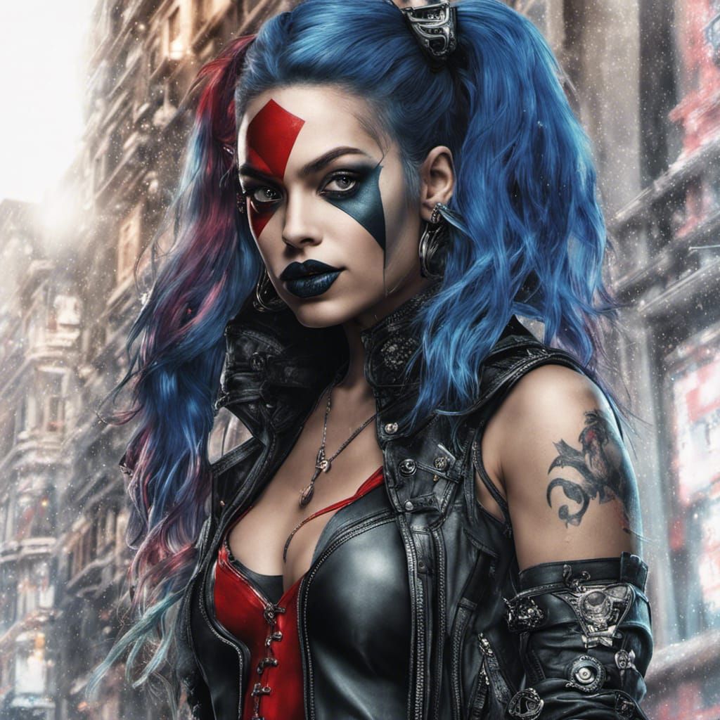 Cyberpunk Harley Quinn with Intricate Details