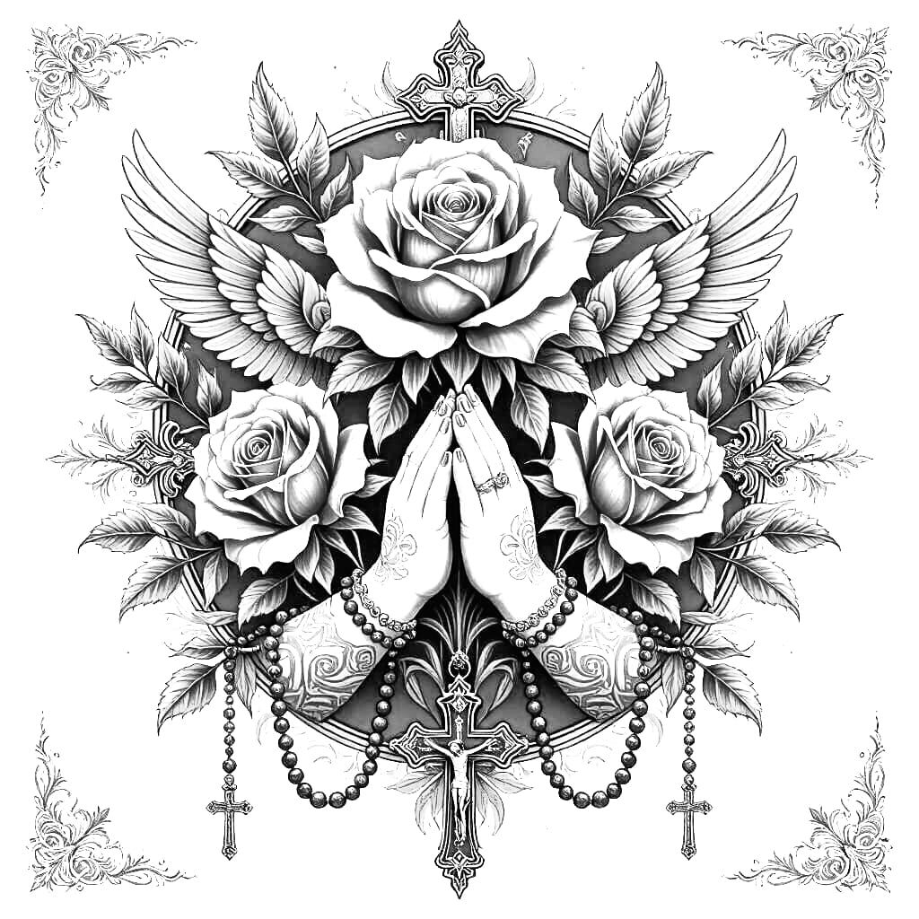 Tattoo Art: Roses, Crosses, Praying Hands