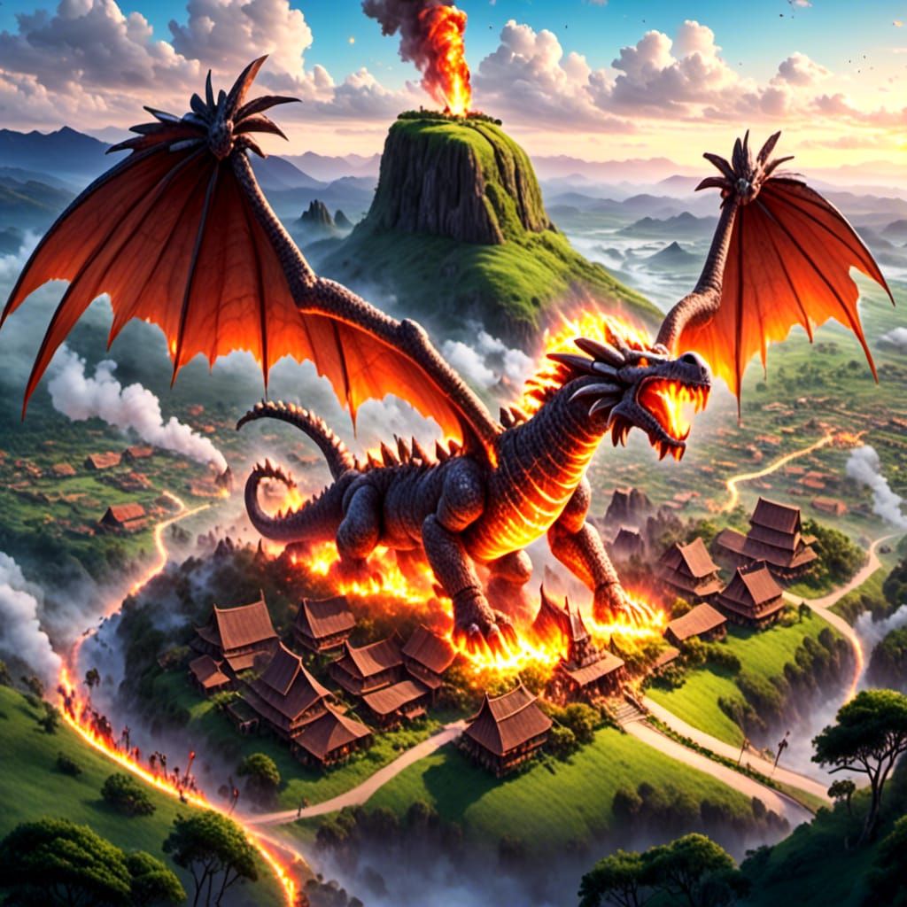 Dragon Attack on Moai Village