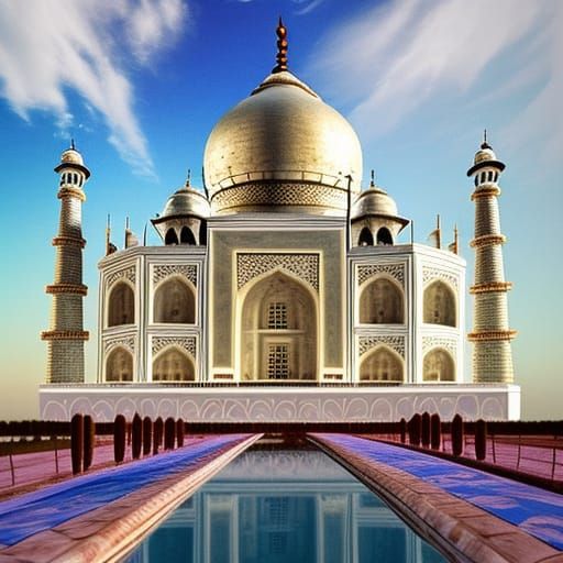 Taj Mahal: Metallic Paper Quilling with Prismatic Clouds