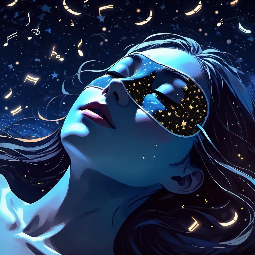 Relaxing Woman Under Starry Sky in Cel-Shaded Anime Style