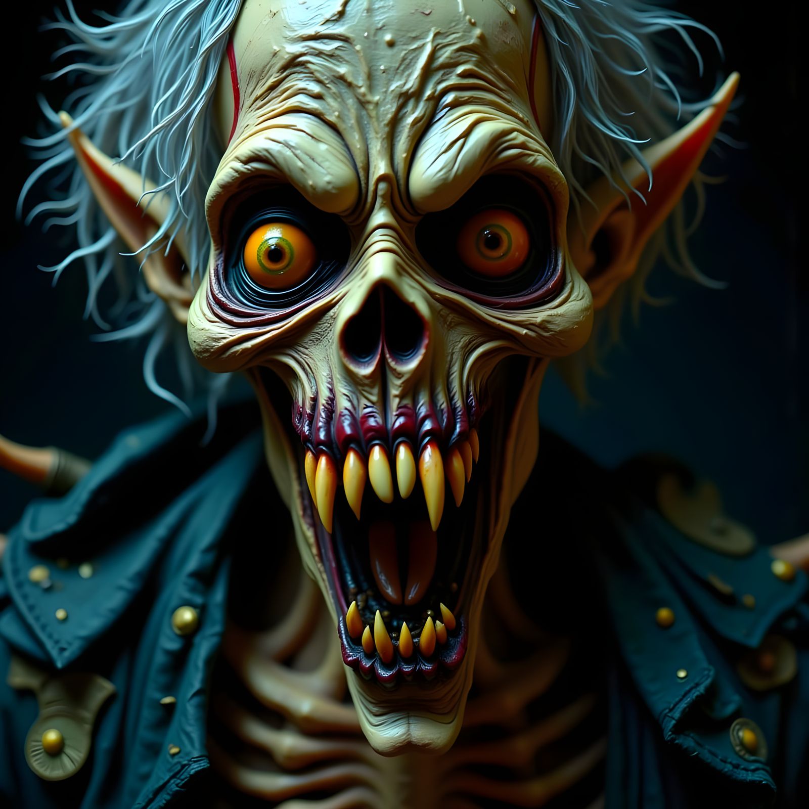 Horrifying Demon Skull Face with Clown Makeup