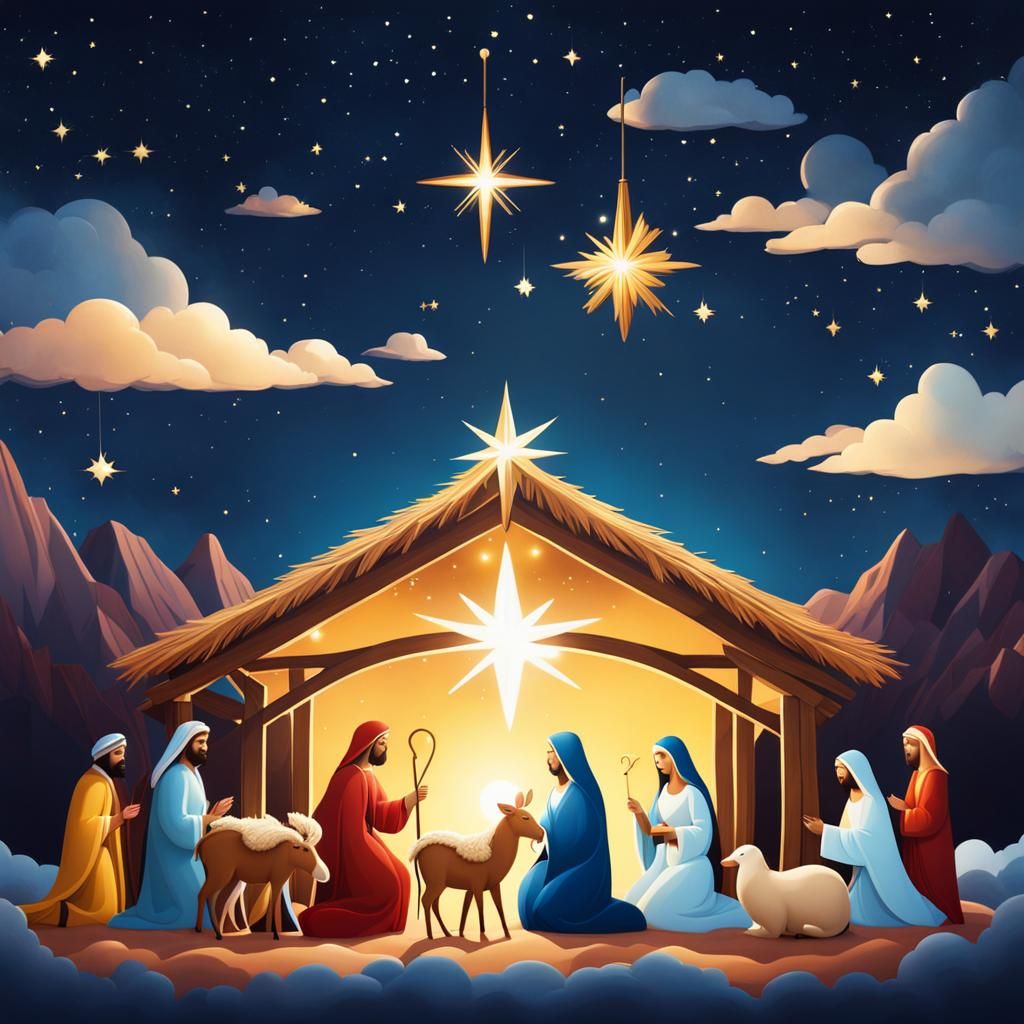 Nativity Scene in Detailed Digital Matte Painting