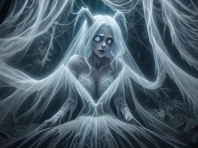 Woman in Spiderweb: Enchanted Forest Ghost Encounter