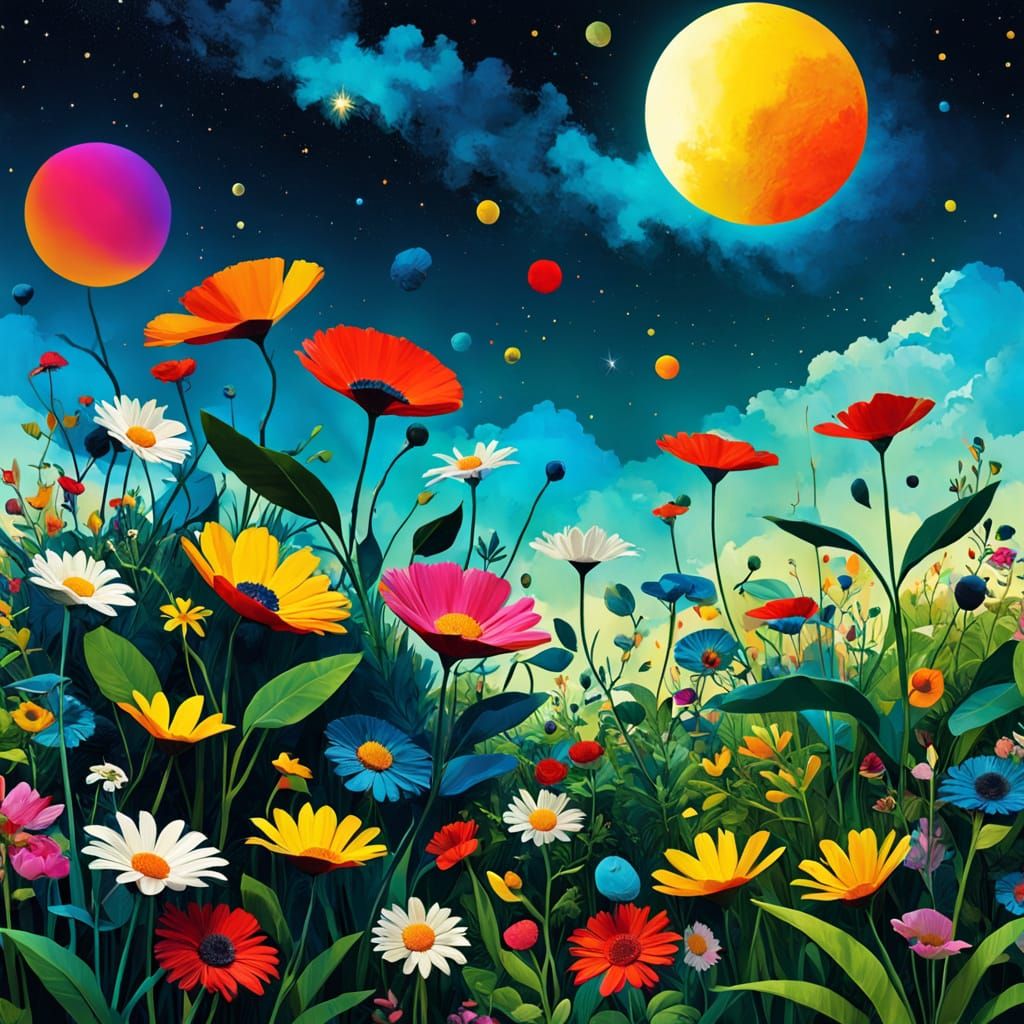 Surreal Collage in the Sky, Abstract Fauvist Expressionism