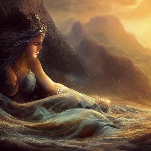 Storm-Beached Aphrodite: Detailed Matte Painting