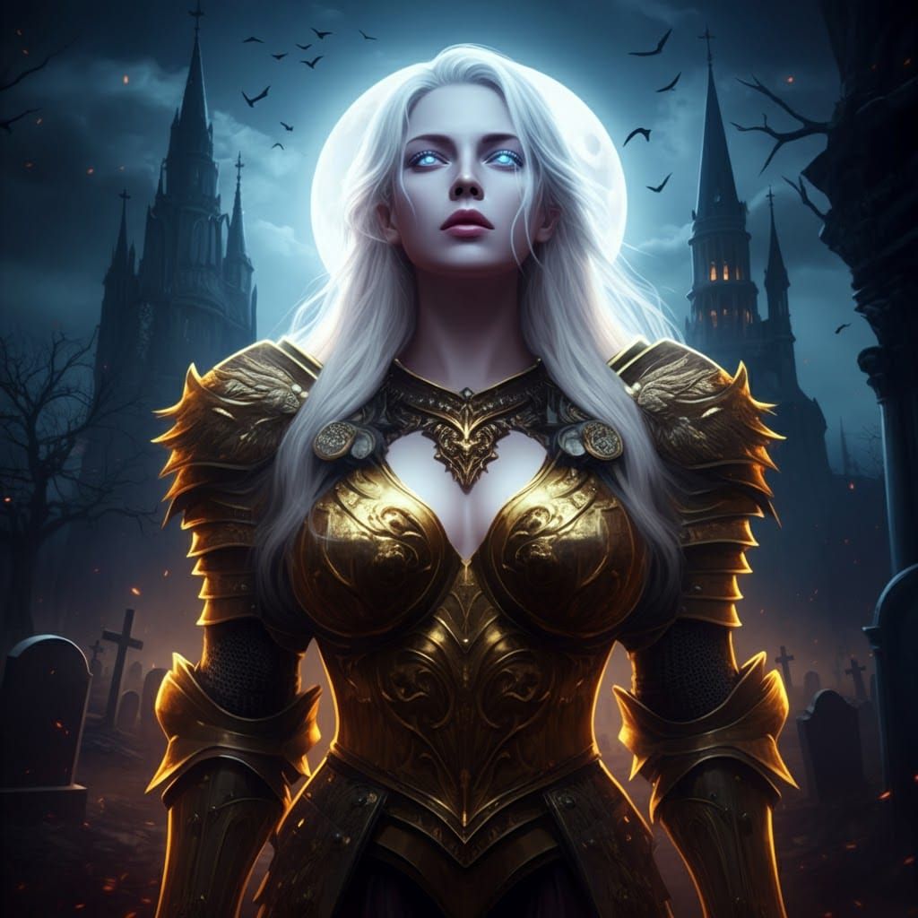 Fantasy Knight in Graveyard, Divine Body Proportions