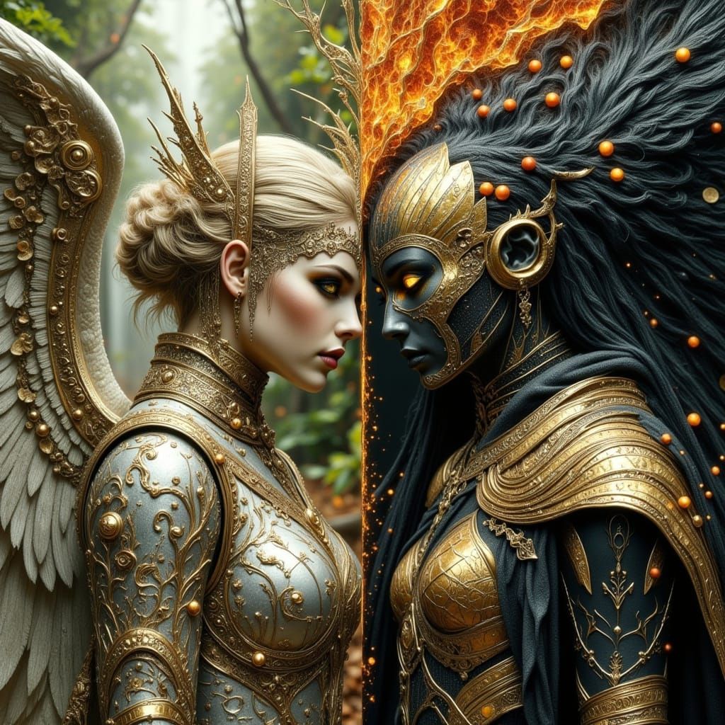 Angels in Paradise and Hell: A Digital Painting