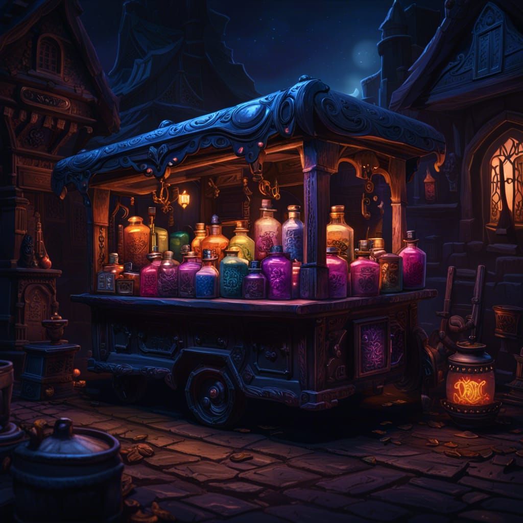 Floating Potion Shop Truck in Graveyard