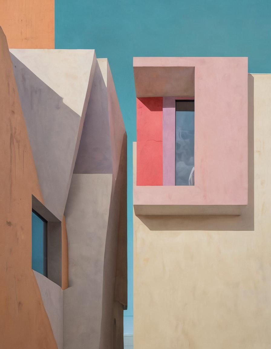 Surreal Architectural Landscapes in Muted Palette