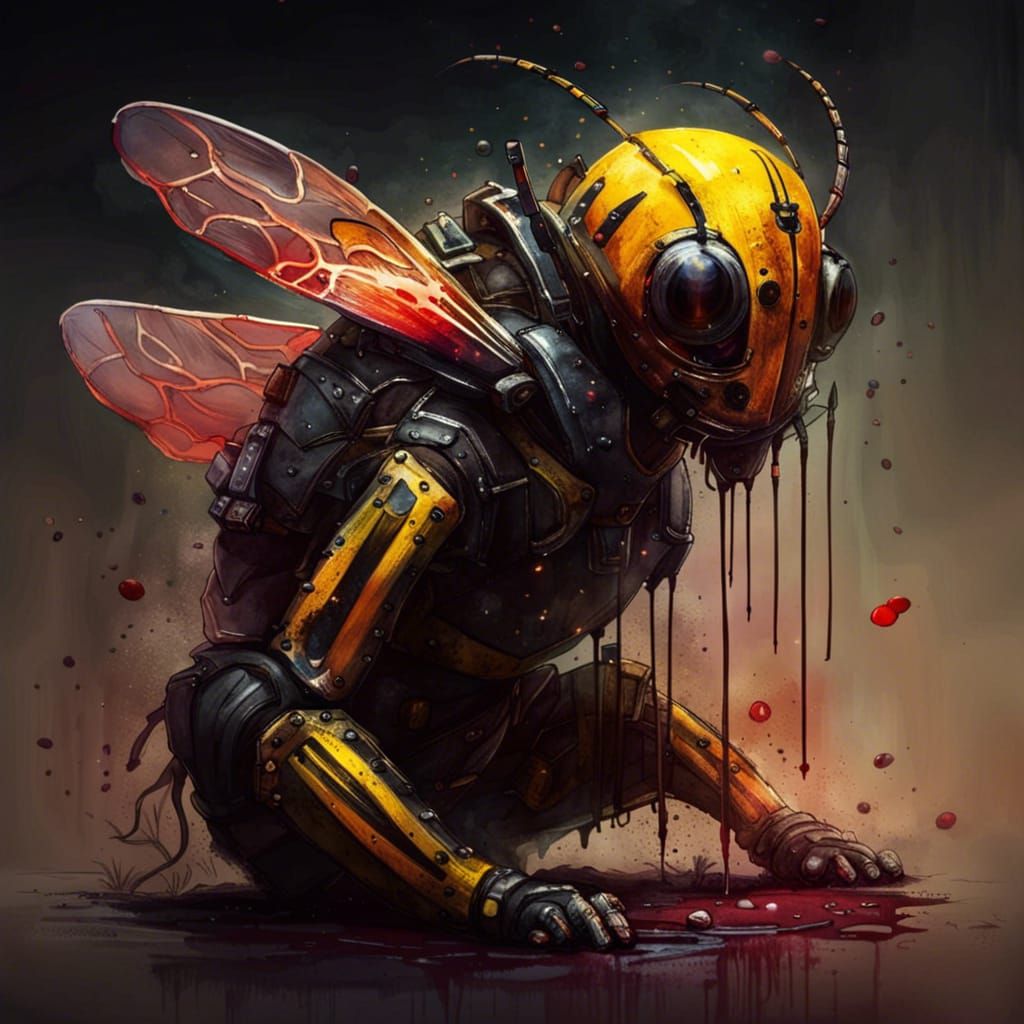Electric Demon Bumblebee in Hyperrealistic Splash Art