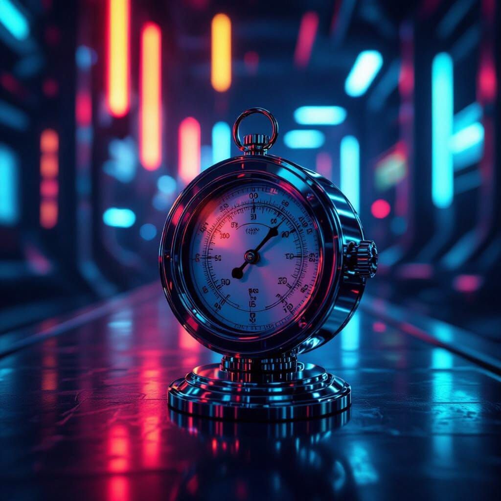 Futuristic Barometer in a Cyberpunk Room