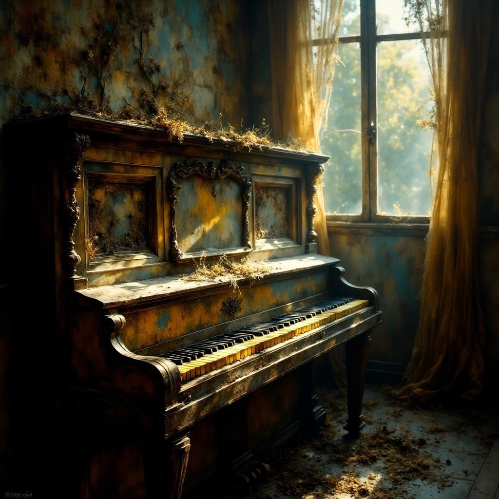 Forgotten Piano in Decaying Parlor