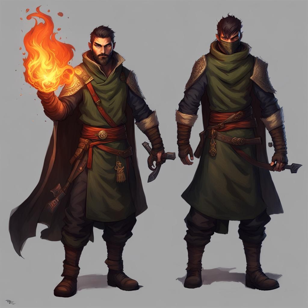 Gensai Rogue Character Concept with Scar and Beard