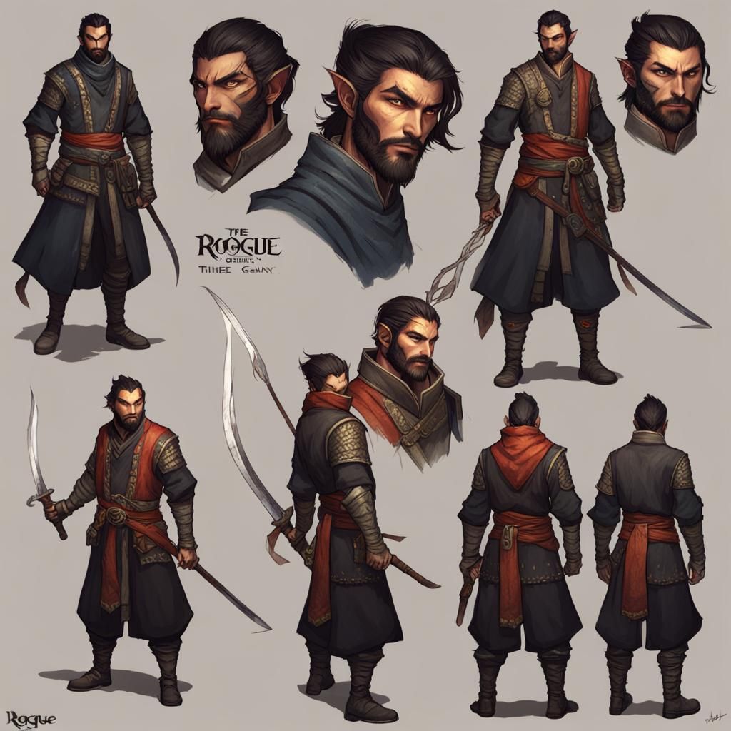 Fiery Gensai Rogue Character Concept Art