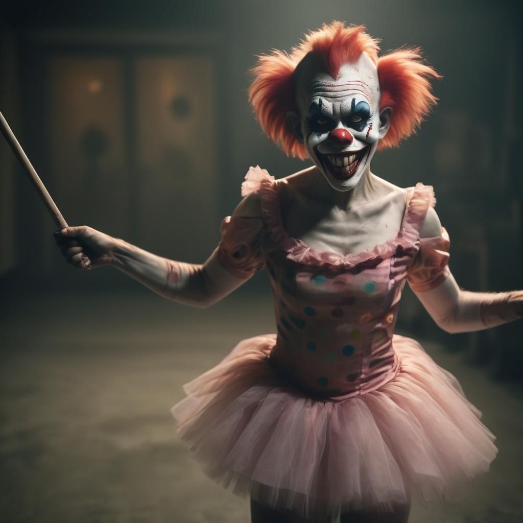 Cinematic Zombie Monkey Clown Ballerina Film Still