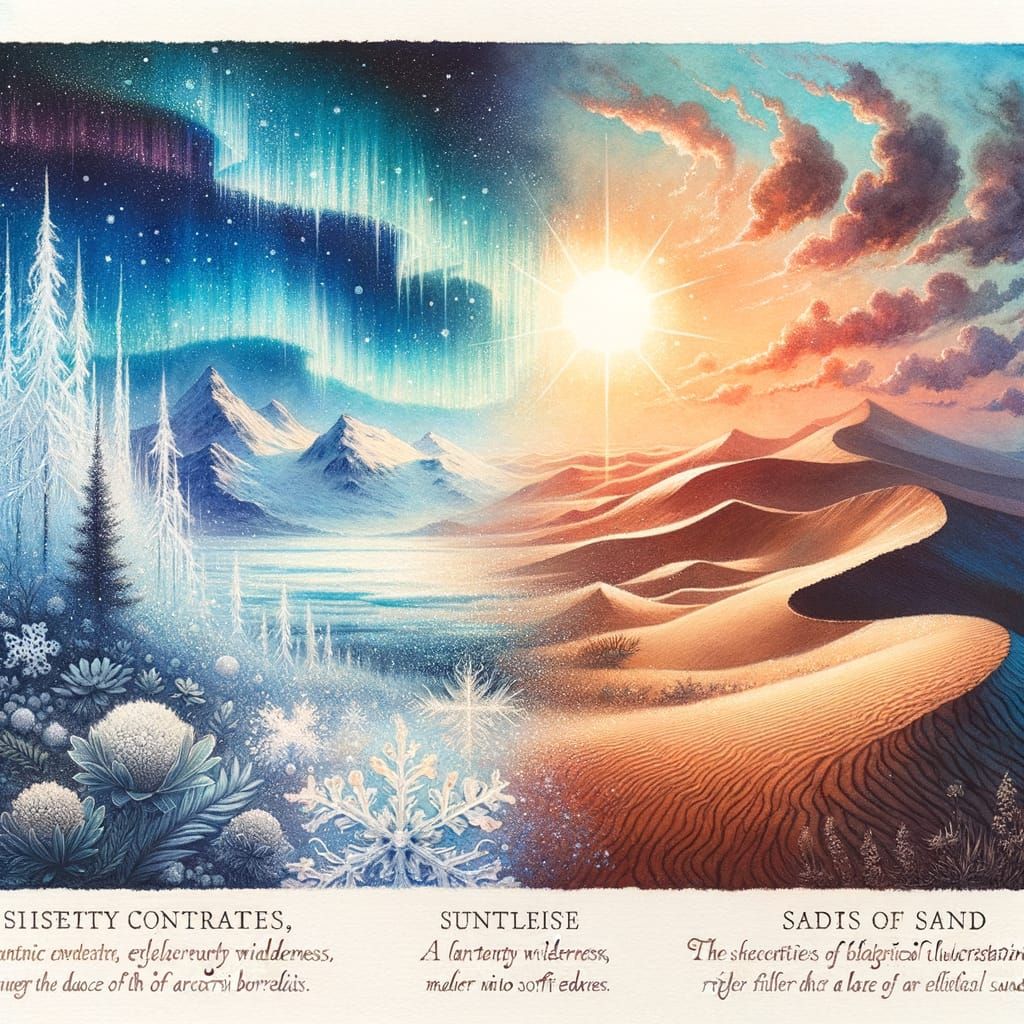 Victorian Watercolour: Arctic Meets Desert Landscape