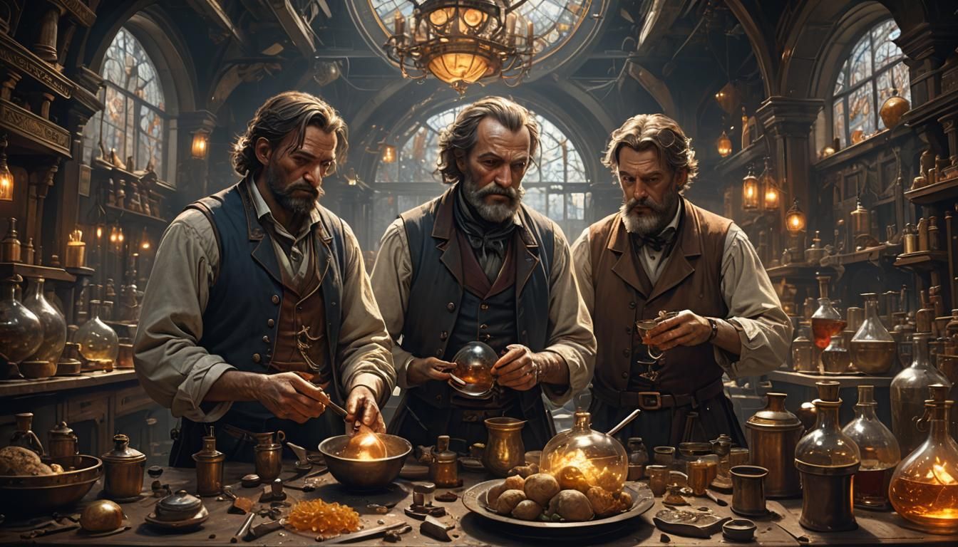 Victorian Alchemist's Lab with Trapped Spirits