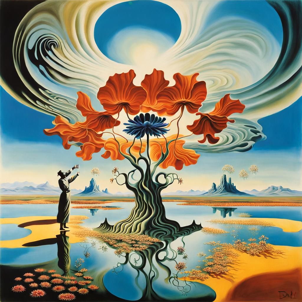 Surreal Landscape with Elastic Flora in Dali Style