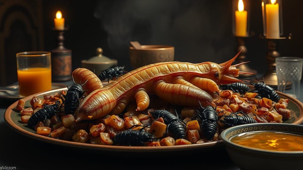 Disgusting Maggot Dish Inspired by Dark Surrealism