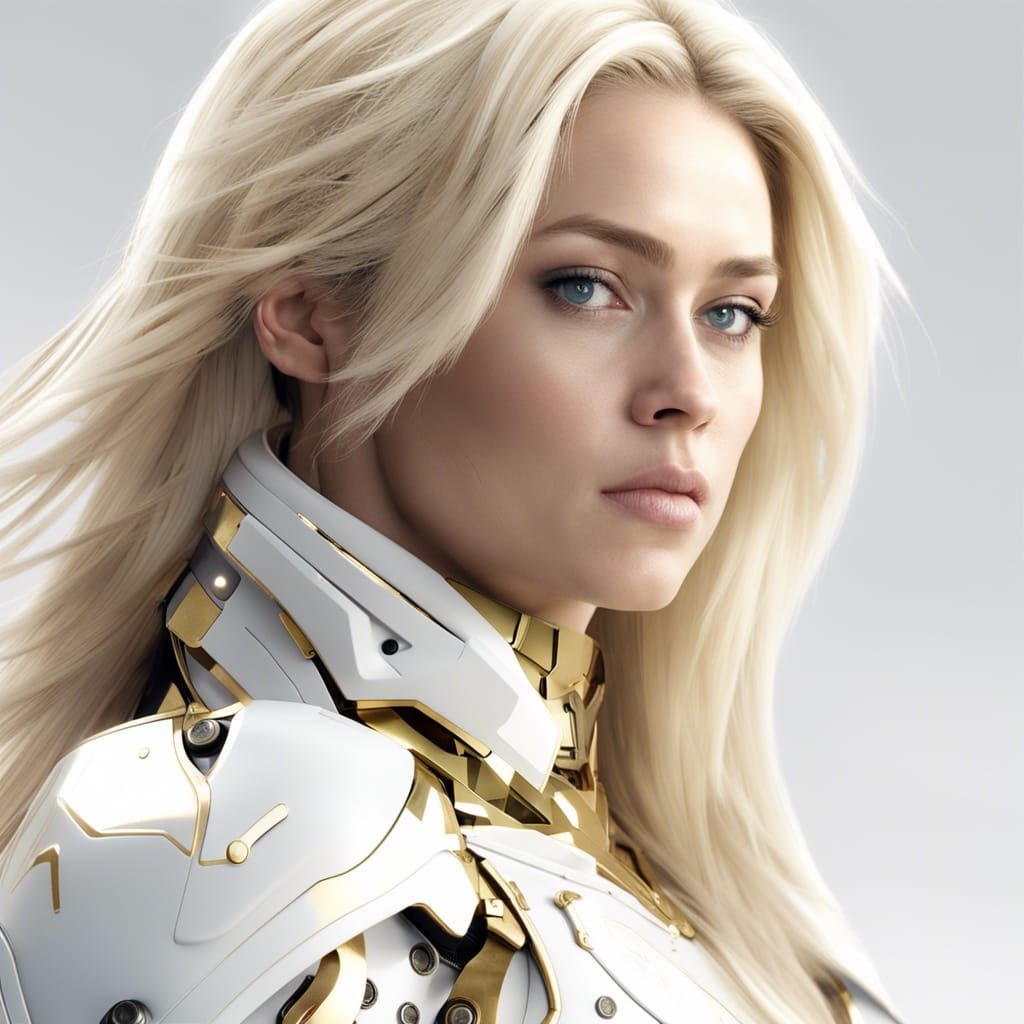 Futuristic Battle Angel Portrait in CGI Style
