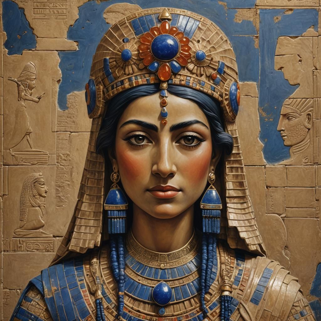 Ancient Mesopotamian Royal Portrait in Sumerian Style