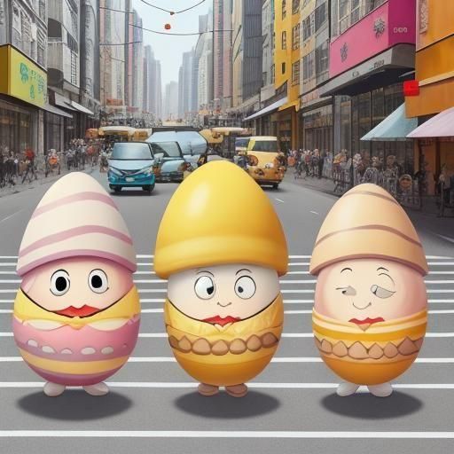 Cartoon City Populated by Expressive Eggs