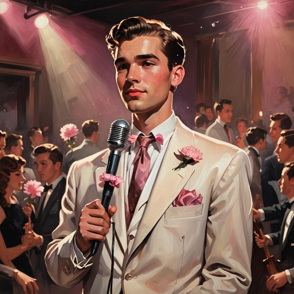 1950s Nightclub Singer in Retro Pop Art Style